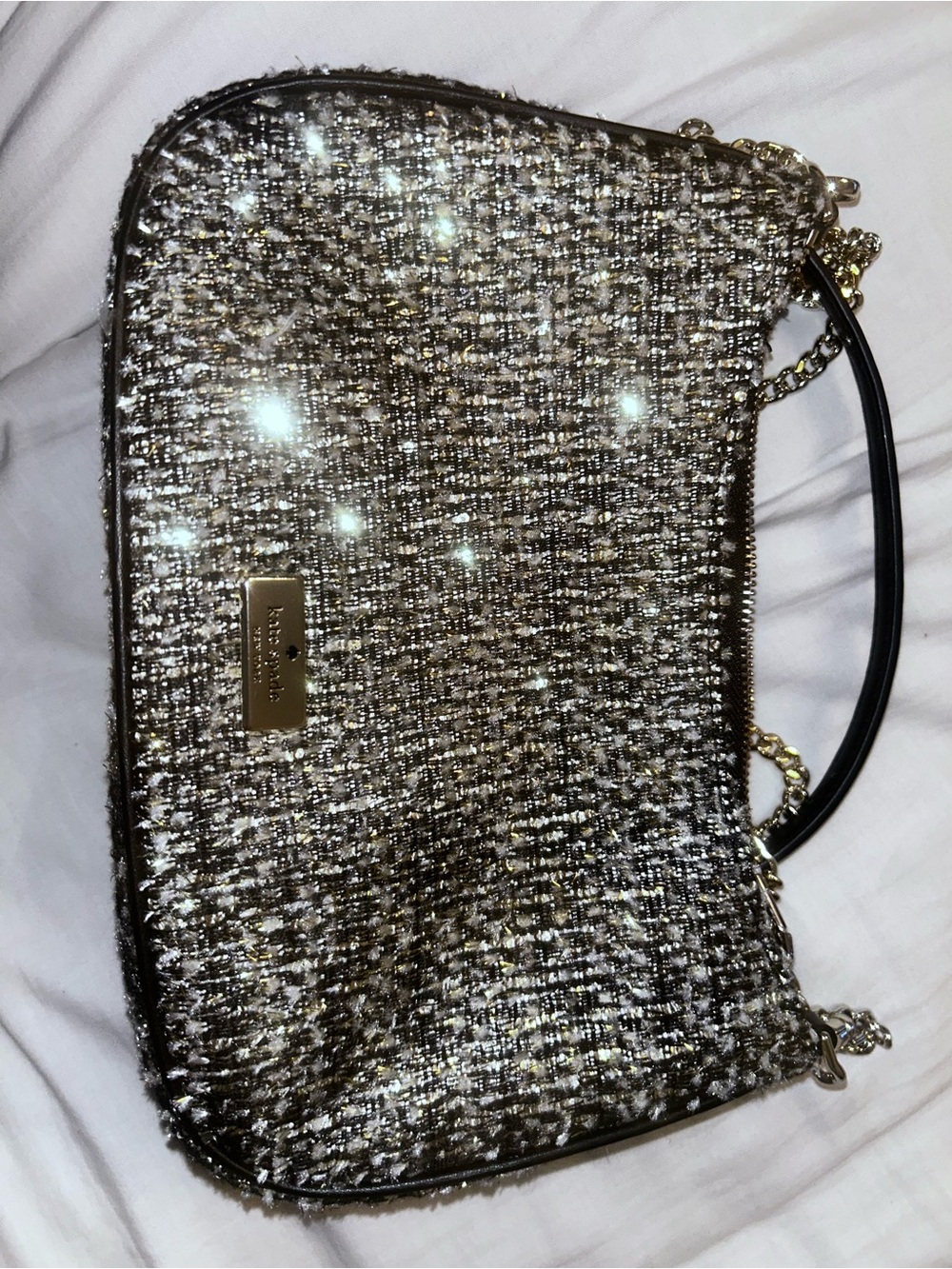 Kate Spade Metallic Tweed Chain Shoulder Bag - Gold/Black
